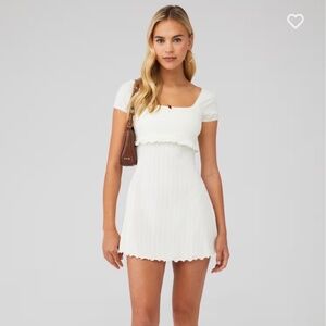 Cream Mini Dress – Size S. Short Sleeve Ruffle Hem Frankie’s Bikinis by France